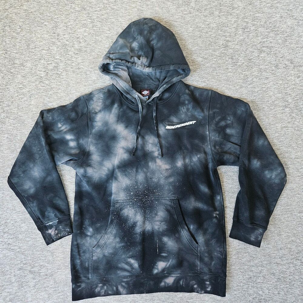 Vintage Independent Trucks Hoodie Men M Black Tie Dye Skater Grunge Y2K Distress